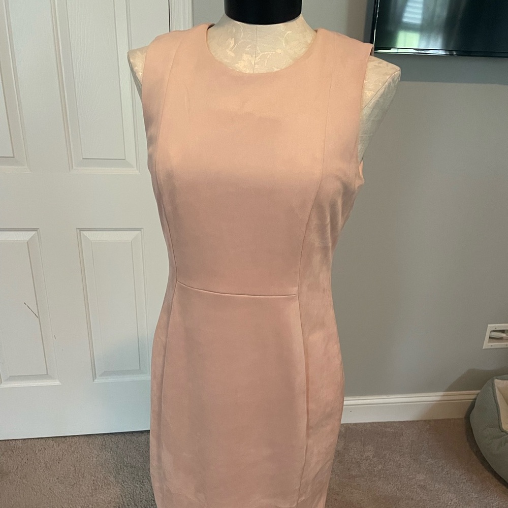 Calvin Klein faux suede cocktail dress.  Blush color.